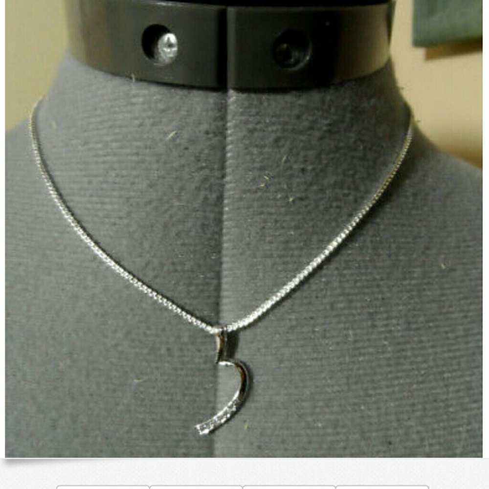 New AUSTRIAN CRYSTAL Half Heart Necklace Set Silve